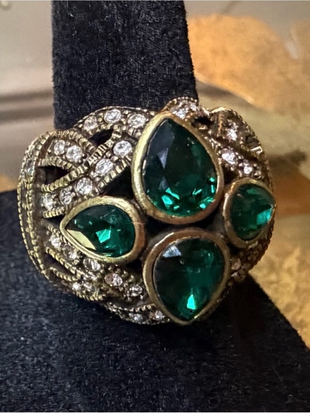 Heidi Daus "Emerald City" Cocktail Ring Size 6 - Picture 4 of 9